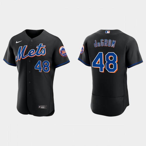 New York New York Mets #48 Jacob deGrom Men's 2022 Authentic Alternate Stitched Jersey - Black Men's