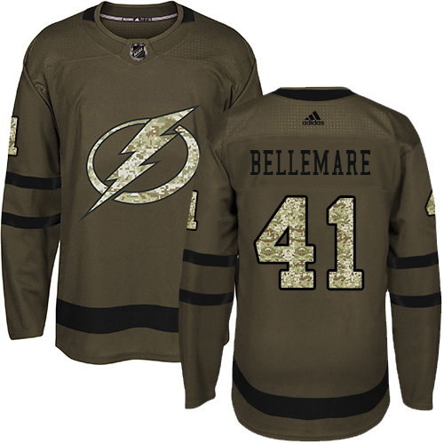 Adidas Tampa Bay Lightning #41 Pierre-Edouard Bellemare Green Salute to Service Stitched Youth Jersey Youth