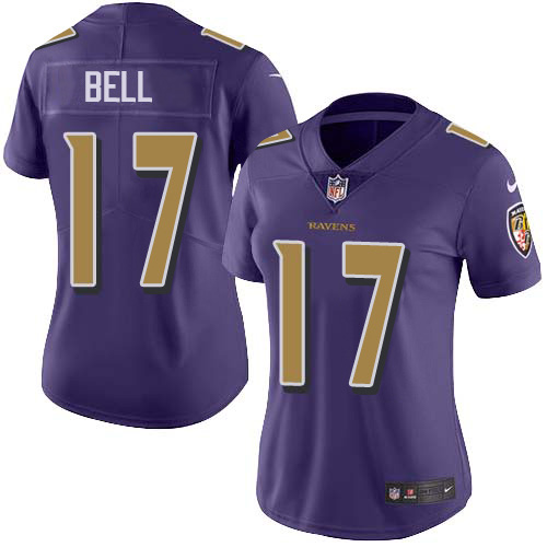 Baltimore Ravens #17 Le'Veon Bell Purple Women's Stitched Limited Rush Jersey Womens