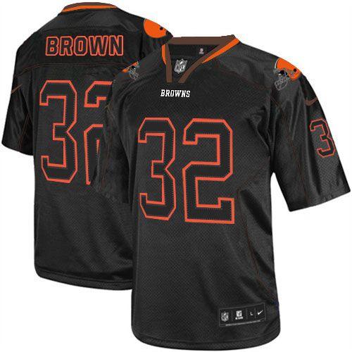 Browns #32 Jim Brown Lights Out Black Men's Stitched Elite Jersey