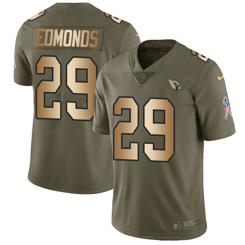 Arizona Cardinals #29 Chase Edmonds Olive/Gold Men's Stitched Limited 2017 Salute to Service Jersey Men's