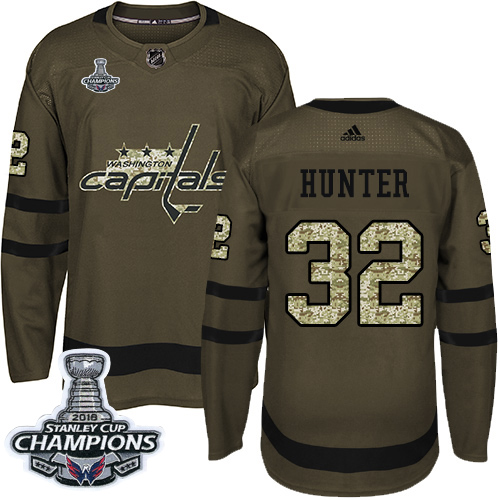 Adidas Washington Capitals #32 Dale Hunter Green Salute to Service Stanley Cup Final Champions Stitched Jersey Men's