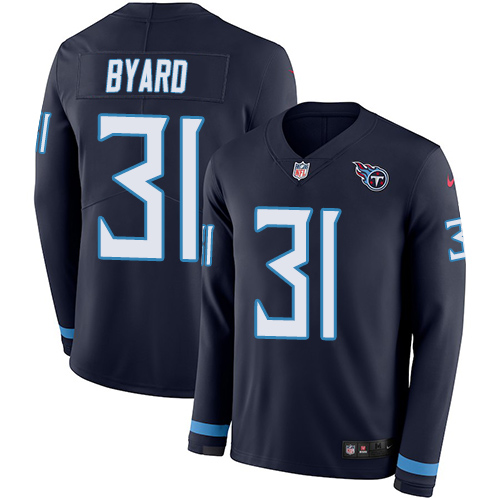 Tennessee Titans #31 Kevin Byard Navy Blue Team Color Men's Stitched Limited Therma Long Sleeve Jersey Men's