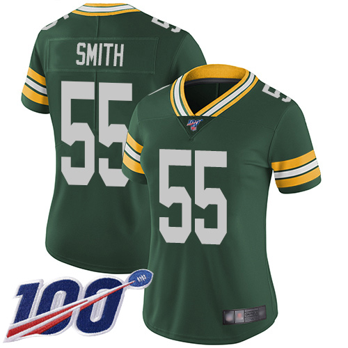 Green Bay Packers #55 Za'Darius Smith Green Team Color Women's Stitched 100th Season Vapor Limited Jersey Womens