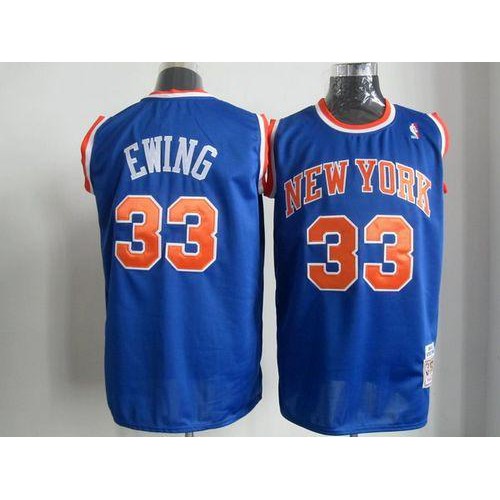Mitchell And Ness New York Knicks #33 Patrick Ewing Blue Stitched Jersey Mens