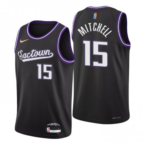 Sacramento Sacramento Kings #15 Davion Mitchell Mens Black 2021/22 Swingman Jersey - City Edition Mens