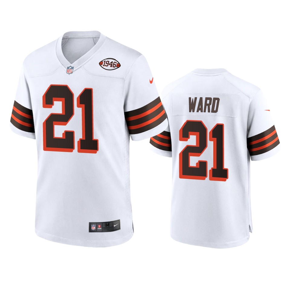 Men's Browns #21 Denzel Ward 1946 Collection Alternate Game Limited Jersey - White