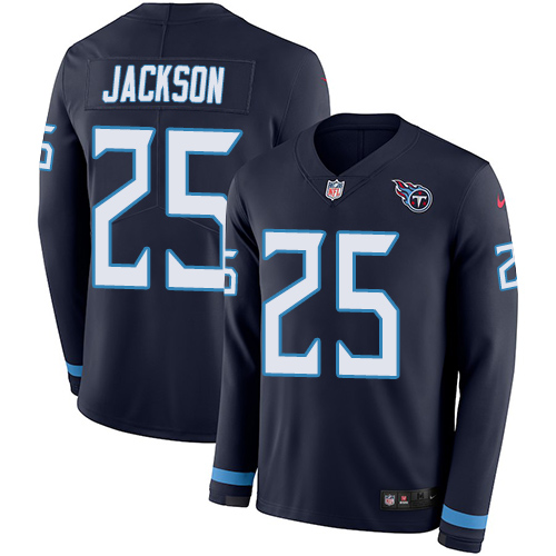 Tennessee Titans #25 Adoree' Jackson Navy Blue Team Color Men's Stitched Limited Therma Long Sleeve Jersey Men's