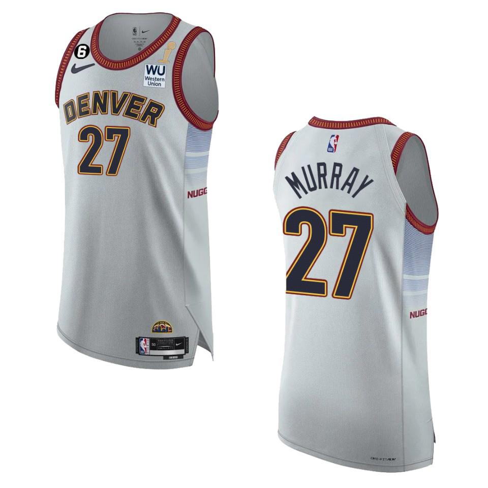 Denver Nuggets #27 Jamal Murray Silver 2023 Finals Champions Authentic Jersey - City Edition