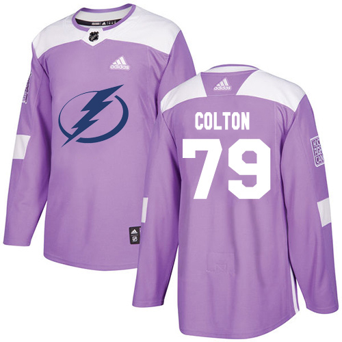 Adidas Tampa Bay Lightning #79 Ross Colton Purple Authentic Fights Cancer Stitched Jersey Men's