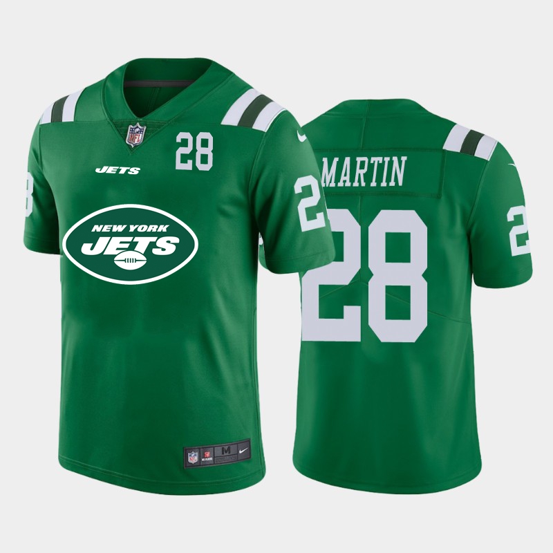New York Jets #28 Curtis Martin Green Men's Big Team Logo Player Vapor Limited Jersey