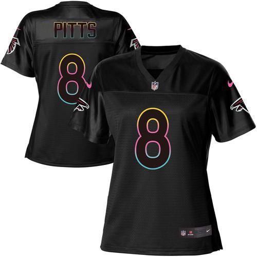 Falcons #8 Kyle Pitts Black Women's Fashion Game Jersey