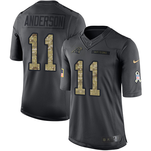 Carolina Panthers #11 Robby Anderson Black Youth Stitched Limited 2016 Salute to Service Jersey Youth