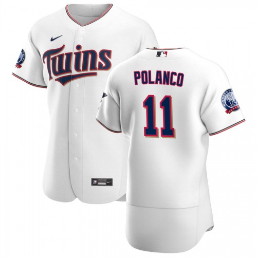Minnesota Minnesota Twins #11 Jorge Polanco Men's White Home 2020 60th Season Authentic Team Jersey Men's