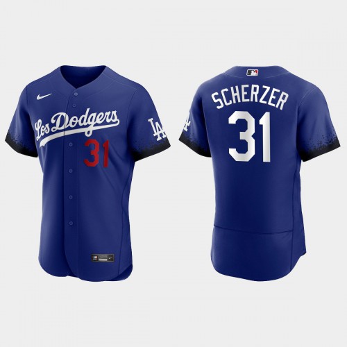 Los Angeles Los Angeles Dodgers #31 Max Scherzer Men's 2021 City Connect Authentic Jersey Royal Men's