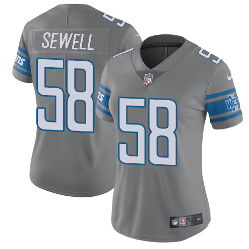 Detroit Detroit Lions #58 Penei Sewell Gray Women's Stitched Limited Rush Jersey Womens