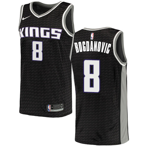 Sacramento Kings #8 Bogdan Bogdanovic Black Swingman Statement Edition Jersey Mens