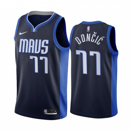 Dallas Dallas Mavericks #77 Luka Doncic Navy Womens Swingman 2020-21 Earned Edition Jersey Womens