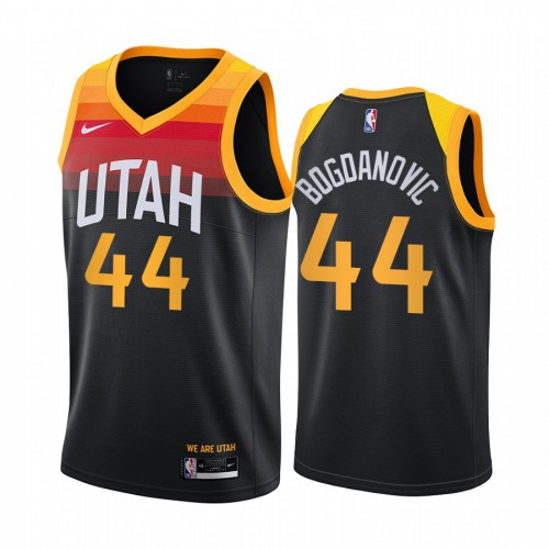 Utah Jazz #44 Bojan Bogdanovic Black Womens Swingman 2020-21 City Edition Jersey Womens