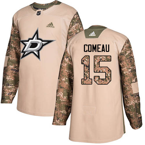 Adidas Dallas Stars #15 Blake Comeau Camo Authentic 2017 Veterans Day Youth Stitched Jersey Youth