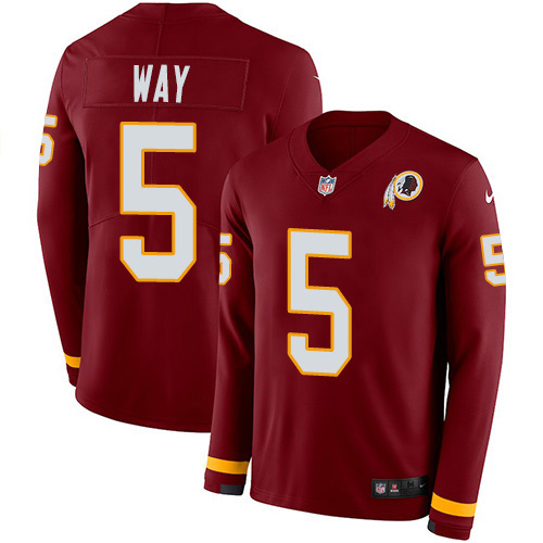 Washington Commanders #5 Tress Way Burgundy Team Color Men's Stitched Limited Therma Long Sleeve Jersey Men's