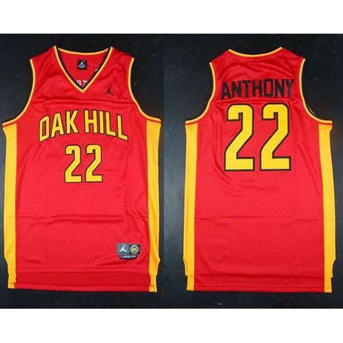 New York Knicks #22 Carmelo Anthony Red Oak Hill Academy High School Stitched Jersey Mens