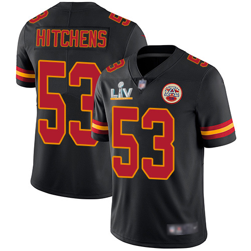 Kansas City Chiefs #53 Anthony Hitchens Black Youth Super Bowl LV Bound Stitched Limited Rush Jersey Youth