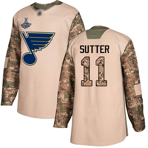 Adidas St. Louis Blues #11 Brian Sutter Camo Authentic 2017 Veterans Day Stanley Cup Champions Stitched Jersey Men's