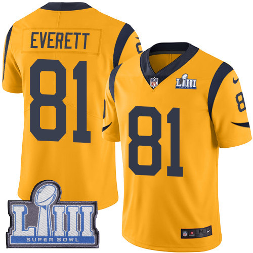Los Angeles Rams #81 Gerald Everett Gold Super Bowl LIII Bound Men's Stitched Limited Rush Jersey Men's
