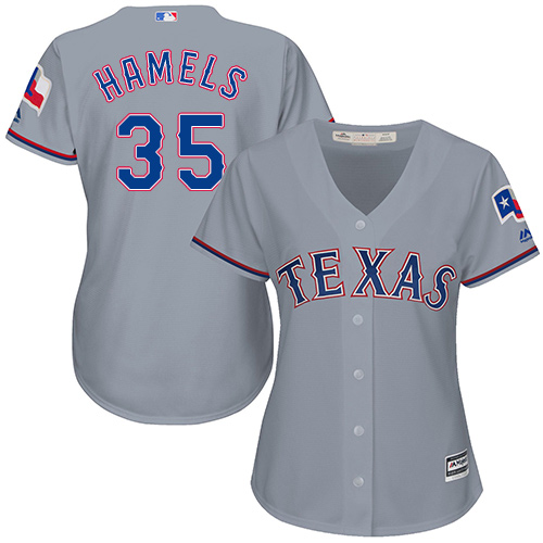 Texas Rangers #35 Cole Hamels Grey Road Women's Stitched Jersey Womens