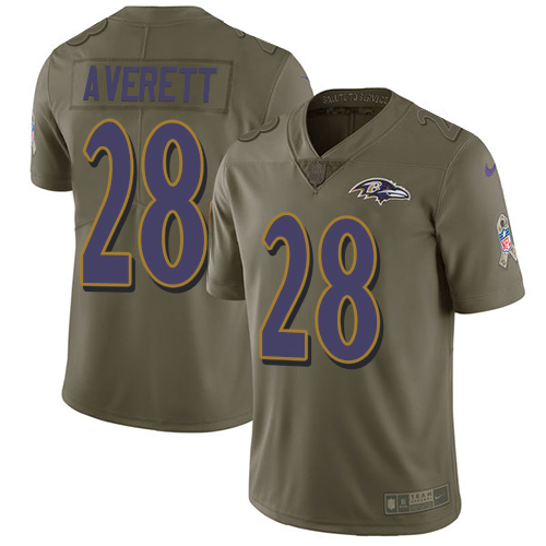 Baltimore Ravens #28 Anthony Averett Olive Men's Stitched Limited 2017 Salute To Service Jersey Men's