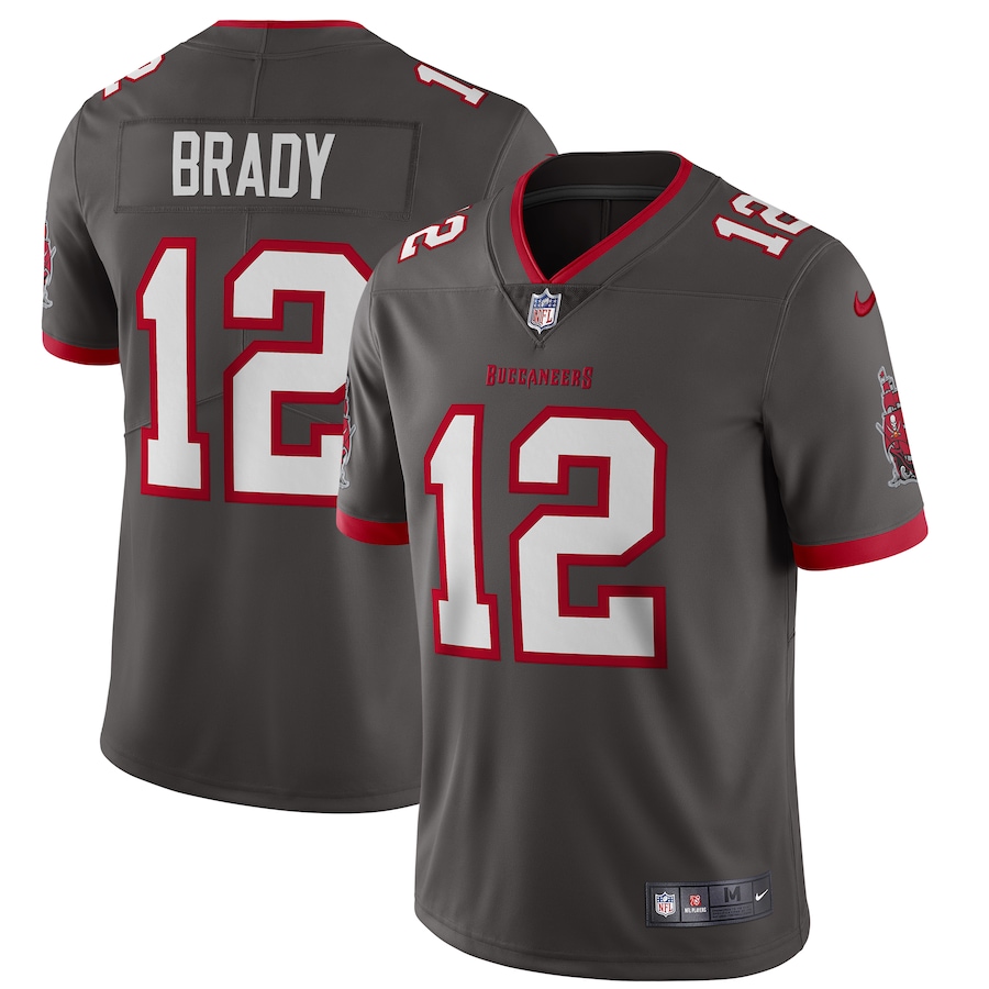 Tampa Bay Buccaneers #12 Tom Brady Men's Pewter Alternate Vapor Limited Jersey