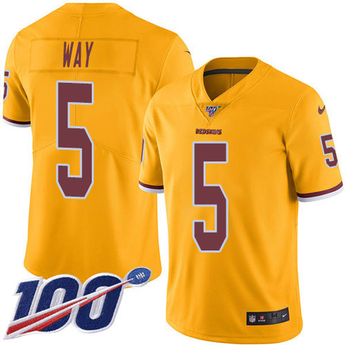 Washington Commanders #5 Tress Way Gold Men's Stitched Limited Rush 100th Season Jersey Men's