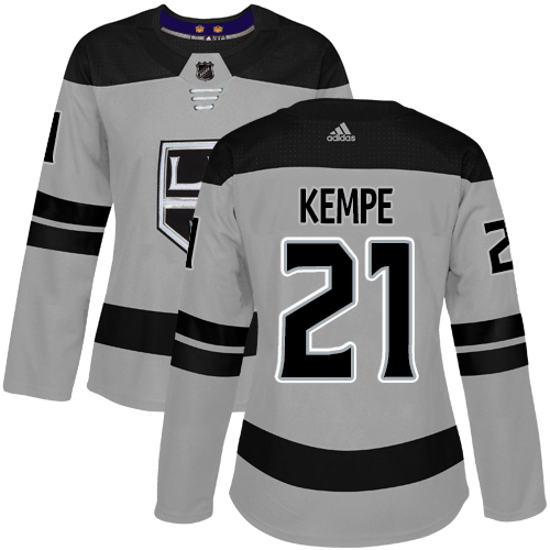 Adidas Los Angeles Kings #21 Mario Kempe Gray Alternate Authentic Women's Stitched Jersey Womens