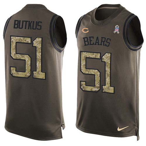 Bears #51 Dick Butkus Green Men's Stitched Limited Salute To Service Tank Top Jersey