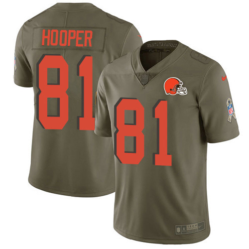 Cleveland Browns #81 Austin Hooper Olive Men's Stitched Limited 2017 Salute To Service Jersey Men's