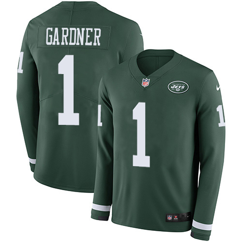 Jets #1 Ahmad Sauce Gardner Green Team Color Men's Stitched Limited Therma Long Sleeve Jersey