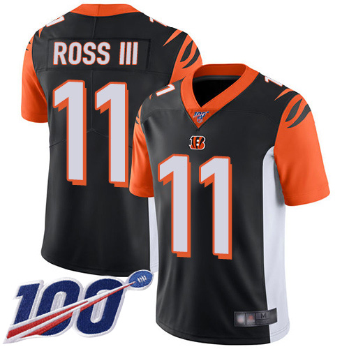Cincinnati Bengals #11 John Ross III Black Team Color Men's Stitched 100th Season Vapor Limited Jersey Men's