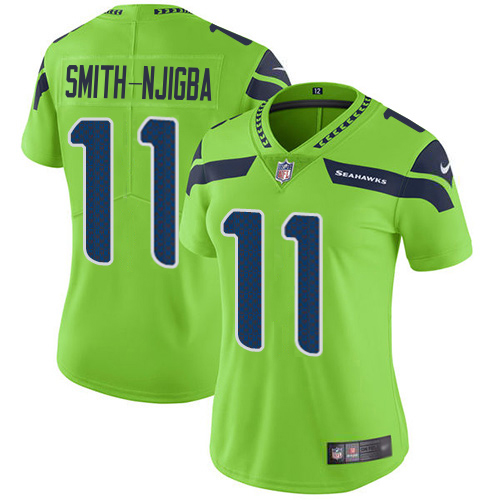 Seahawks #11 Jaxon Smith-Njigba Green Women's Stitched Limited Rush Jersey