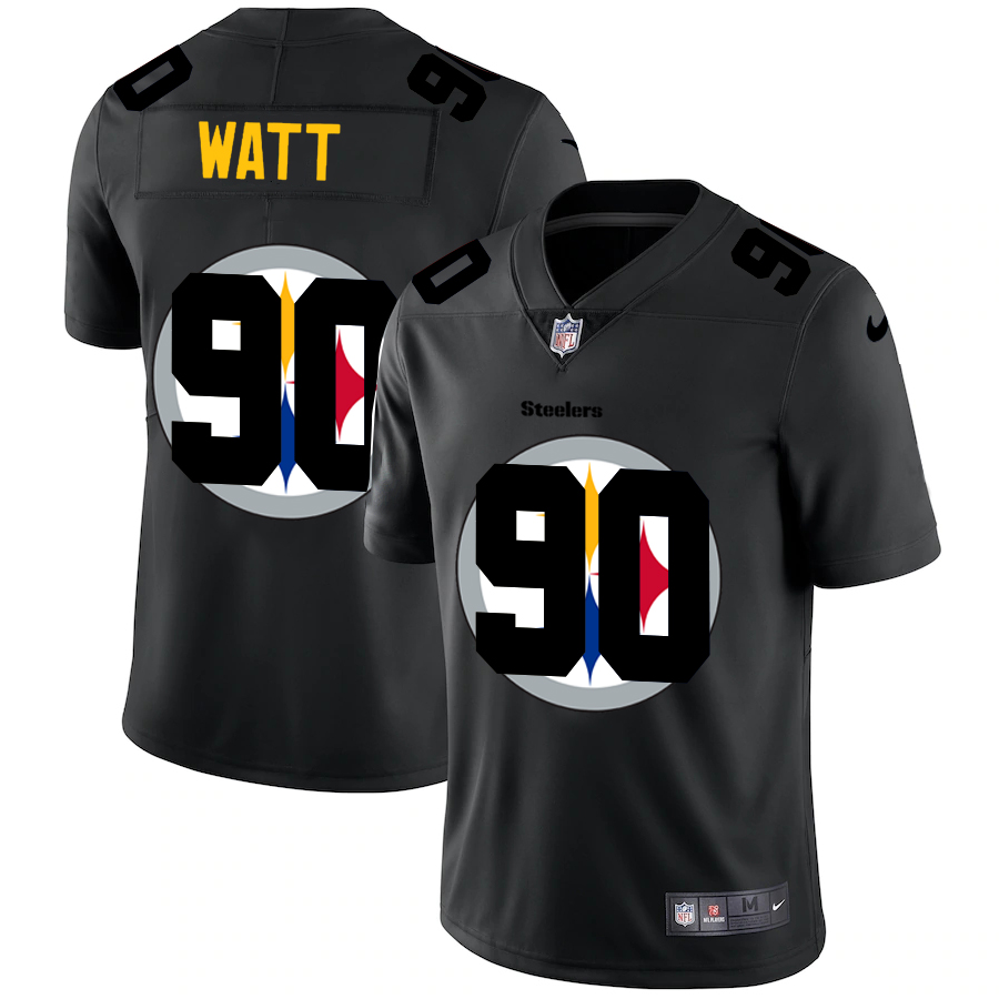 Pittsburgh Steelers #90 T.J. Watt Men's Team Logo Dual Overlap Limited Jersey Black