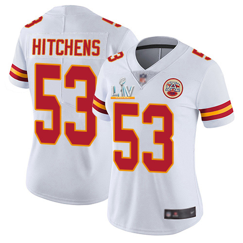 Kansas City Chiefs #53 Anthony Hitchens White Women's Super Bowl LV Bound Stitched Vapor Untouchable Limited Jersey Womens