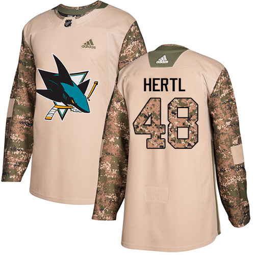 Adidas San Jose Sharks #48 Tomas Hertl Camo Authentic 2017 Veterans Day Stitched Youth Jersey Youth