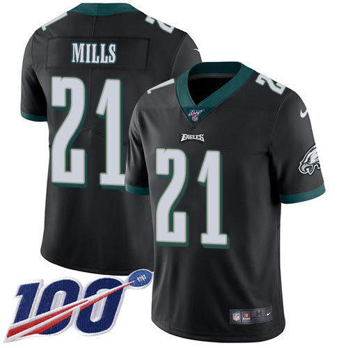 Philadelphia Eagles #21 Jalen Mills Black Alternate Men's Stitched 100th Season Vapor Untouchable Limited Jersey Men's
