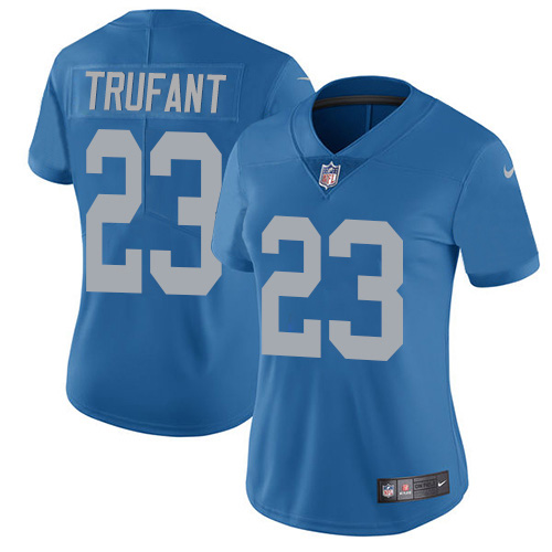 Detroit Lions #23 Desmond Trufant Blue Throwback Women's Stitched Vapor Untouchable Limited Jersey Womens