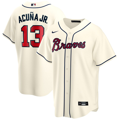Men's Youth Women's Atlanta Braves #13 Ronald Acuna Jr. Cream Alternate 2020 Jersey