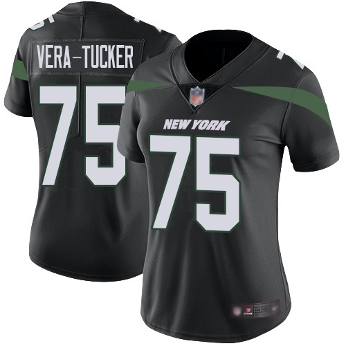 New York Jets #75 Alijah Vera-Tucker Black Alternate Women's Stitched Vapor Untouchable Limited Jersey Womens