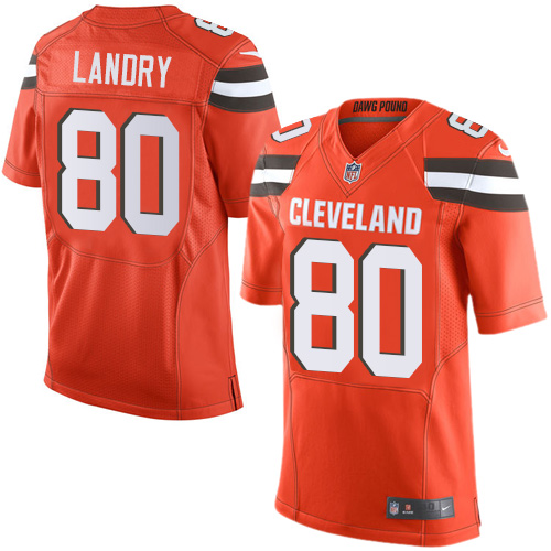Browns #80 Jarvis Landry Orange Alternate Men's Stitched Elite Jersey