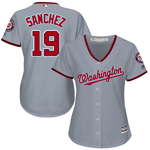 Washington Nationals #19 Anibal Sanchez Grey Road Women's Stitched Jersey Womens