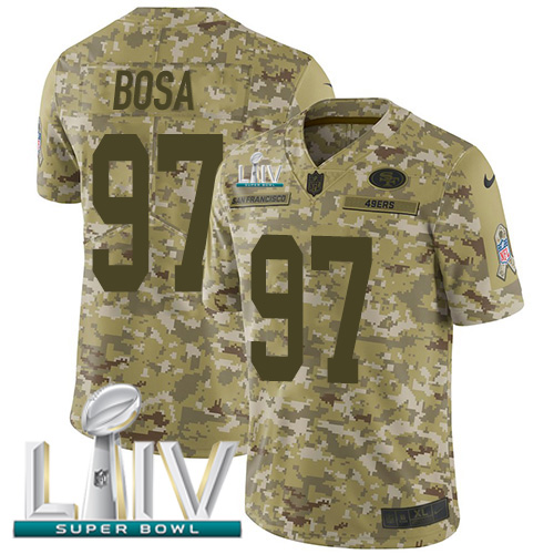 49ers #97 Nick Bosa Camo Super Bowl LIV 2020 Youth Stitched Limited 2018 Salute To Service Jersey