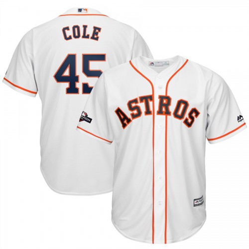 Houston Houston Astros #45 Gerrit Cole Majestic 2019 Postseason Official Cool Base Player Jersey White Men's